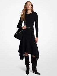 Robe &agrave; ourlet mouchoir en laine extensible