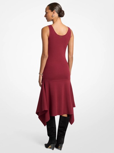 Stretch Knit Sleeveless Handkerchief Dress in DEEP RED | Michael Kors