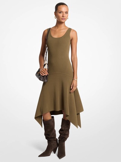 Stretch Knit Sleeveless Handkerchief Dress in DUFFLE | Michael Kors
