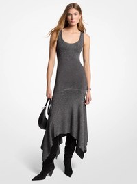 Metallic Knit Asymmetric Dress