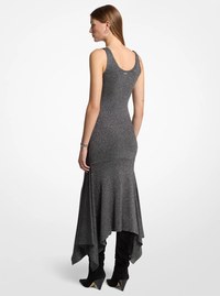 Metallic Knit Asymmetric Dress