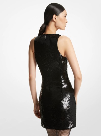 Sequined Jersey Tank Dress in BLACK | Michael Kors