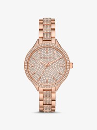 Pav&eacute; Rose Gold-Tone Watch