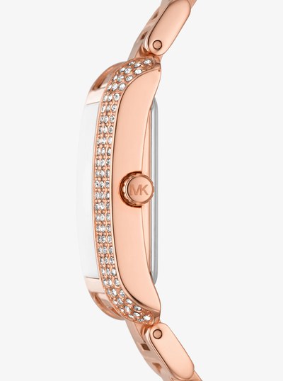 Mini Emery Pav&eacute; Rose-Gold Tone Watch in ROSE GOLD | Michael Kors
