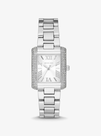 Mini Emery Pav&eacute; Silver-Tone Watch in SILVER | Michael Kors