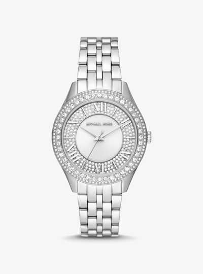 Harlowe Pav&eacute; Silver-Tone Watch in SILVER | Michael Kors