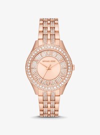 Reloj Harlowe en tono dorado rosa con incrustaciones