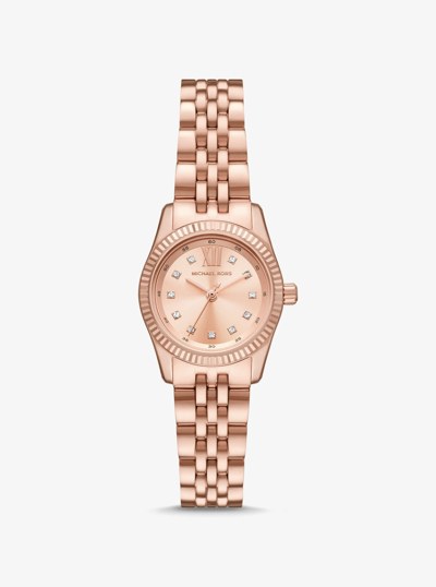Petite Lexington Pav&eacute; Rose Gold-Tone Watch in ROSE GOLD | Michael Kors