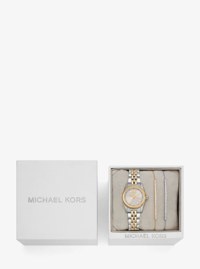 Lexington Pav&eacute; Two-Tone Watch and Slider Bracelet Gift Set