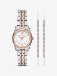 Set de regalo con reloj Lexington en dos tonos con pav&eacute; y pulsera