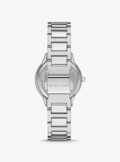 Mini Sage Pav&eacute; Silver-Tone Watch in SILVER | Michael Kors