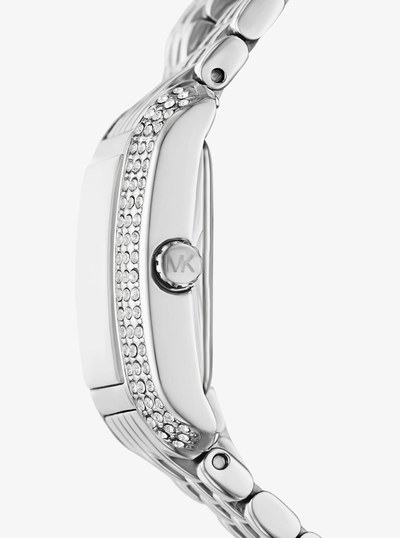 Petite Emery Pav&eacute; Silver-Tone Double Wrap Watch in SILVER | Michael Kors
