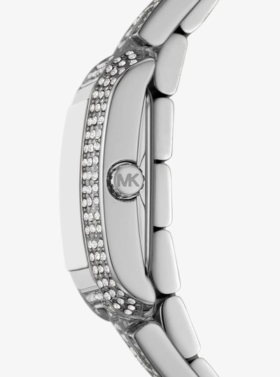Petite Emery Pav&eacute; Silver-Tone Double Wrap Watch in SILVER | Michael Kors