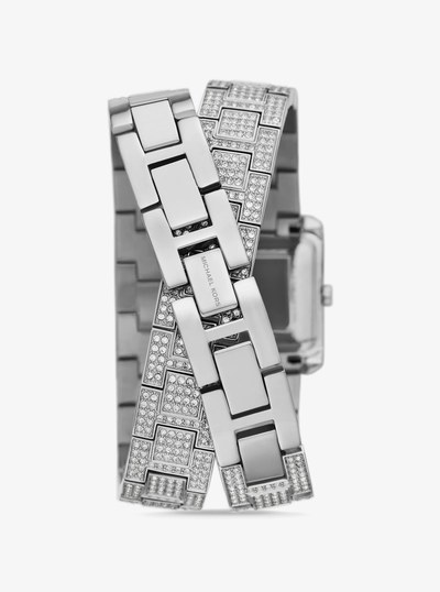 Petite Emery Pav&eacute; Silver-Tone Double Wrap Watch in SILVER | Michael Kors