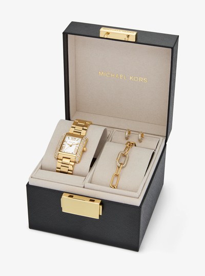 Petite Emery Gold-Tone Watch and Jewelry Gift Set in GOLD | Michael Kors