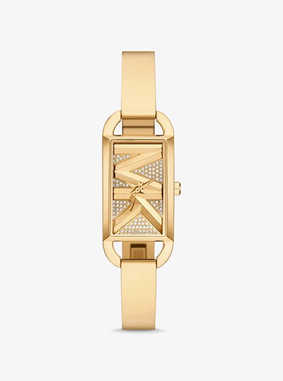 Mini Empire Pav&eacute; Gold-Tone Bangle Watch in GOLD | Michael Kors