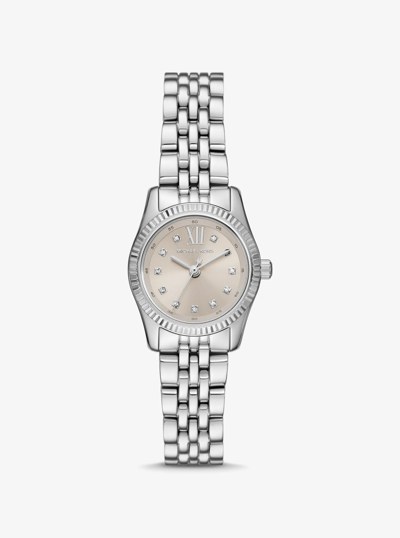 Petite Lexington Pav&eacute; Silver-Tone Watch in SILVER | Michael Kors