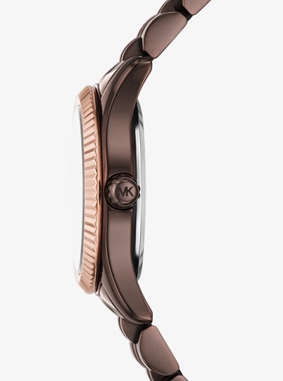 Petite Lexington Pav&eacute; Espresso-Tone Watch in CHOCOLATE | Michael Kors