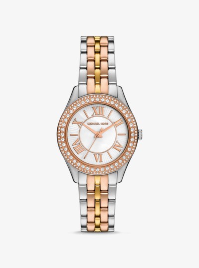 Mini Harlowe Pav&eacute; Tri-Tone Watch in TRI TONE | Michael Kors