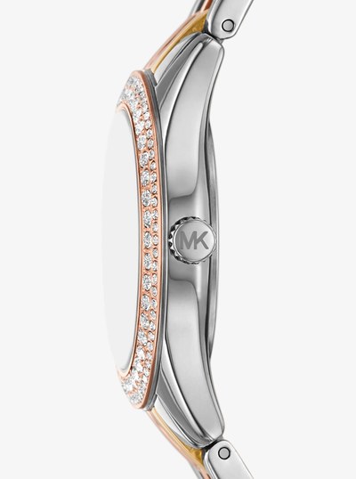 Mini Harlowe Pav&eacute; Tri-Tone Watch in TRI TONE | Michael Kors