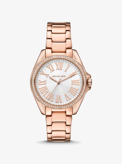 Kaycie Pav&eacute; Rose Gold-Tone Watch in ROSE GOLD | Michael Kors