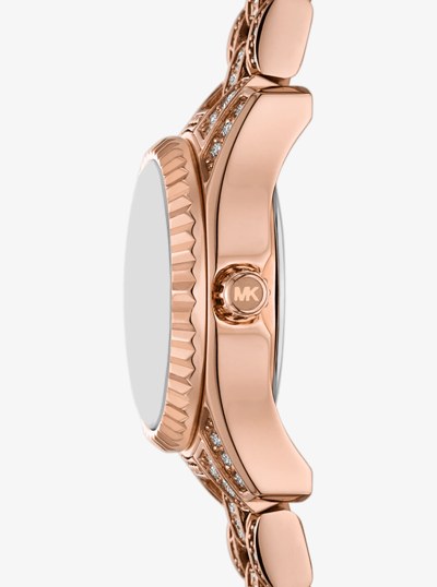 Mini Lexington Pav&eacute; Rose Gold-Tone Watch in ROSE GOLD | Michael Kors