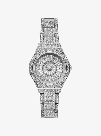 Mini Raquel Pav&eacute; Silver-Tone Watch in SILVER | Michael Kors