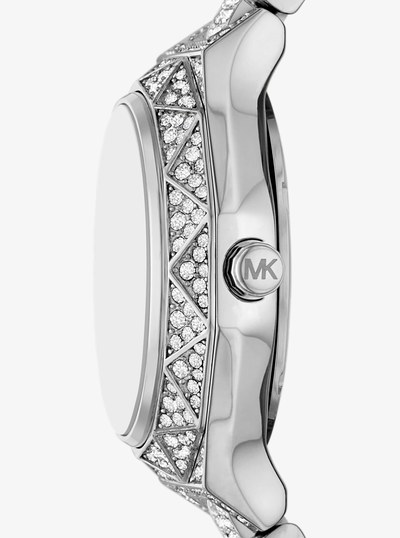 Mini Raquel Pav&eacute; Silver-Tone Watch in SILVER | Michael Kors