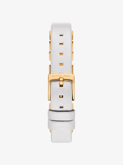 Mini Darrington Gold-Tone and Leather Watch in OPTIC WHITE | Michael Kors