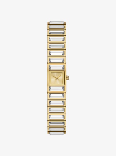 Limited-Edition Mini Darrington Pav&eacute; Bezel Gold-Tone Watch in GOLD | Michael Kors