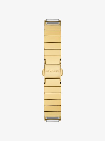 Limited-Edition Mini Darrington Pav&eacute; Bezel Gold-Tone Watch in GOLD | Michael Kors
