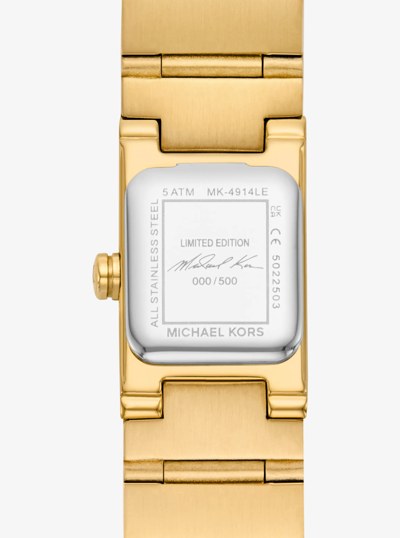Limited-Edition Mini Darrington Pav&eacute; Bezel Gold-Tone Watch in GOLD | Michael Kors