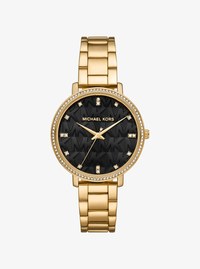 Pyper Pav&eacute; Gold-Tone Watch