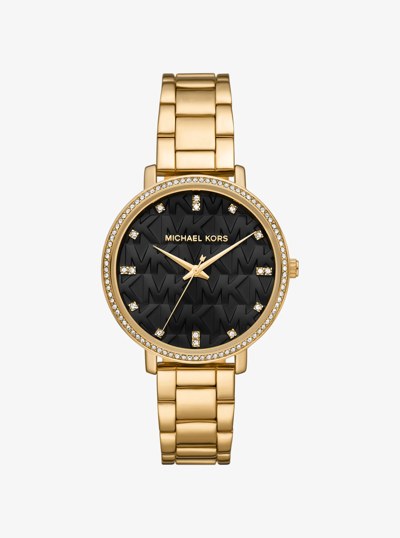 Pyper Pav&eacute; Gold-Tone Watch in GOLD | Michael Kors