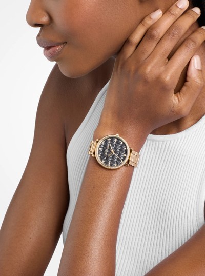 Pyper Pav&eacute; Gold-Tone Watch in GOLD | Michael Kors