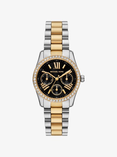 Mini Lexington Pav&eacute; Two-Tone Watch in TWO TONE | Michael Kors