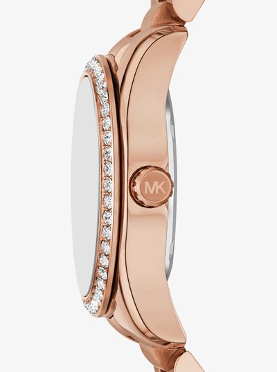 Mini Lexington Pav&eacute; Rose Gold-Tone Watch in ROSE GOLD | Michael Kors