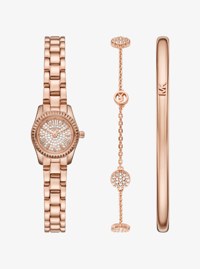 Petite Lexington Pav&eacute; Rose Gold-Tone Watch and Jewelry Gift Set