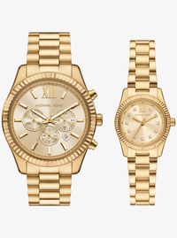 Set de relojes para &eacute;l y para ella Lexington en tono dorado