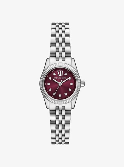 Mini Lexington Pav&eacute; Silver-Tone Watch in SILVER | Michael Kors