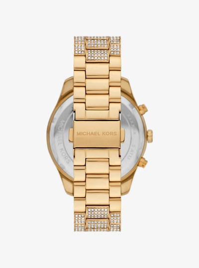 Oversized Lexington Pav&eacute; Gold-Tone Watch in GOLD | Michael Kors