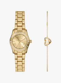 Set de regalo con reloj Lexington con incrustaciones en tono dorado y pulsera con coraz&oacute;n