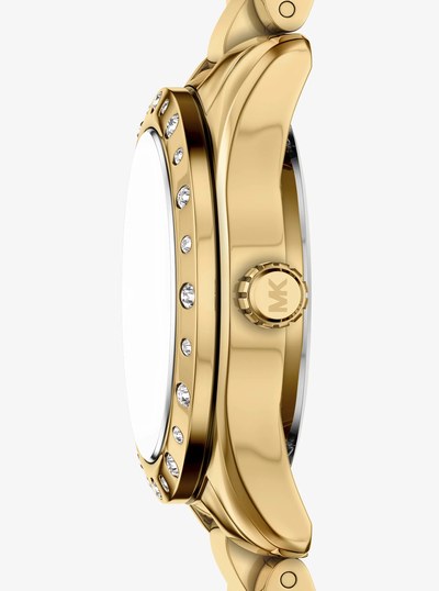 Petite Lexington Pav&eacute; Gold Watch and Heart Bracelet Gift Set in GOLD | Michael Kors