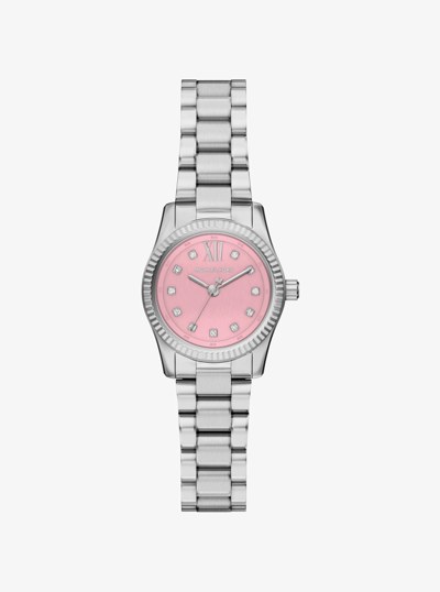 Petite Lexington Pav&eacute; Silver-Tone Watch in SILVER | Michael Kors