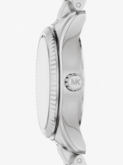 Petite Lexington Pav&eacute; Silver-Tone Watch in SILVER | Michael Kors