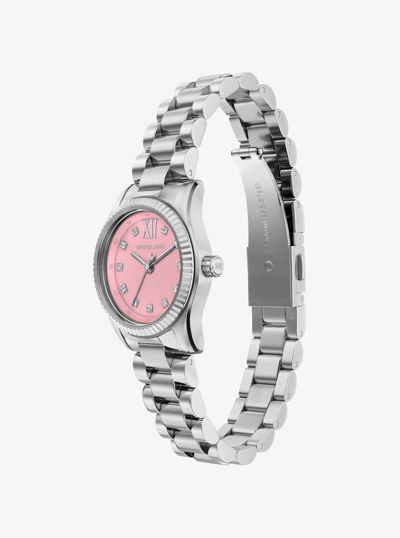 Petite Lexington Pav&eacute; Silver-Tone Watch in SILVER | Michael Kors