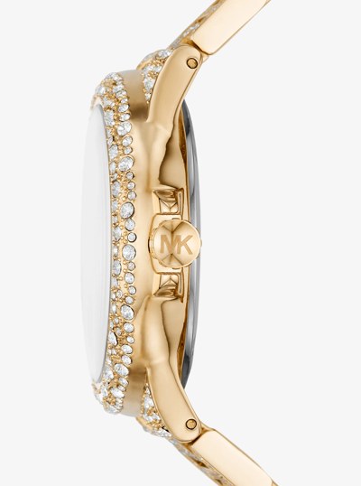 Oversized Camille Pav&eacute; Gold-Tone Watch in GOLD | Michael Kors