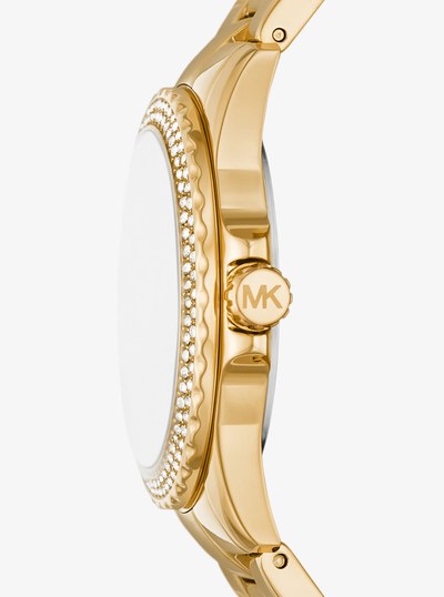 Mini Everest Pav&eacute; Gold-Tone Watch in GOLD | Michael Kors