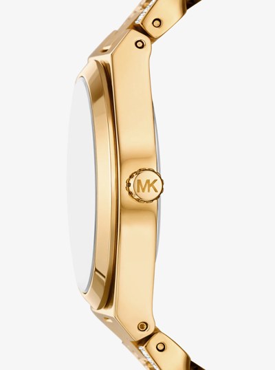 Lennox Pav&eacute; Gold-Tone Curb-Link Watch in GOLD | Michael Kors