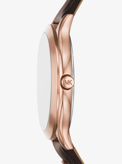 Slim Runway Rose Gold-Tone and Leather Watch in ROSE GOLD | Michael Kors